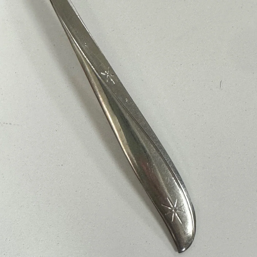 Oneida Twin Star Stainless Pierced Serving Spoon Star Moon Cutouts MCM Celestial